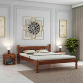 Revista Solid Sheesham Wood Bed Without Storage (King Size, Natural Finish)